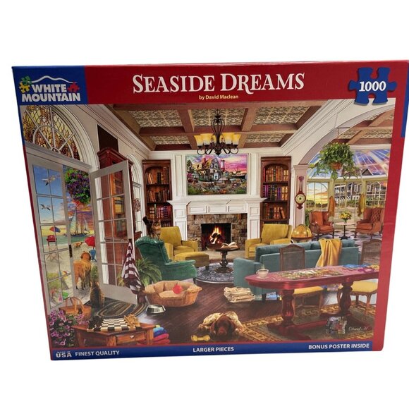 White Mountain Seaside Dreams Jigsaw Puzzle 1000 Large Pieces Bonus Poster - Picture 1 of 3